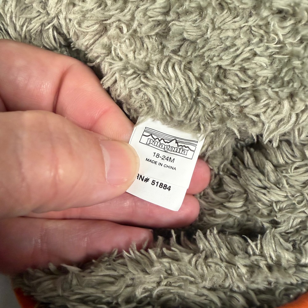 Patagonia Baby Buffalo Reversible Beanie Striped Fleece Lined Blue Brown 18-24M - Picture 4 of 8